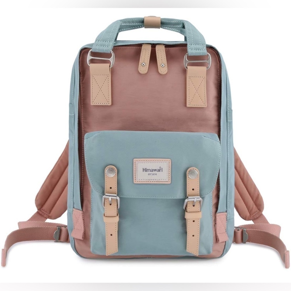 Himawari Two-Tone Blue and Brown Backpack